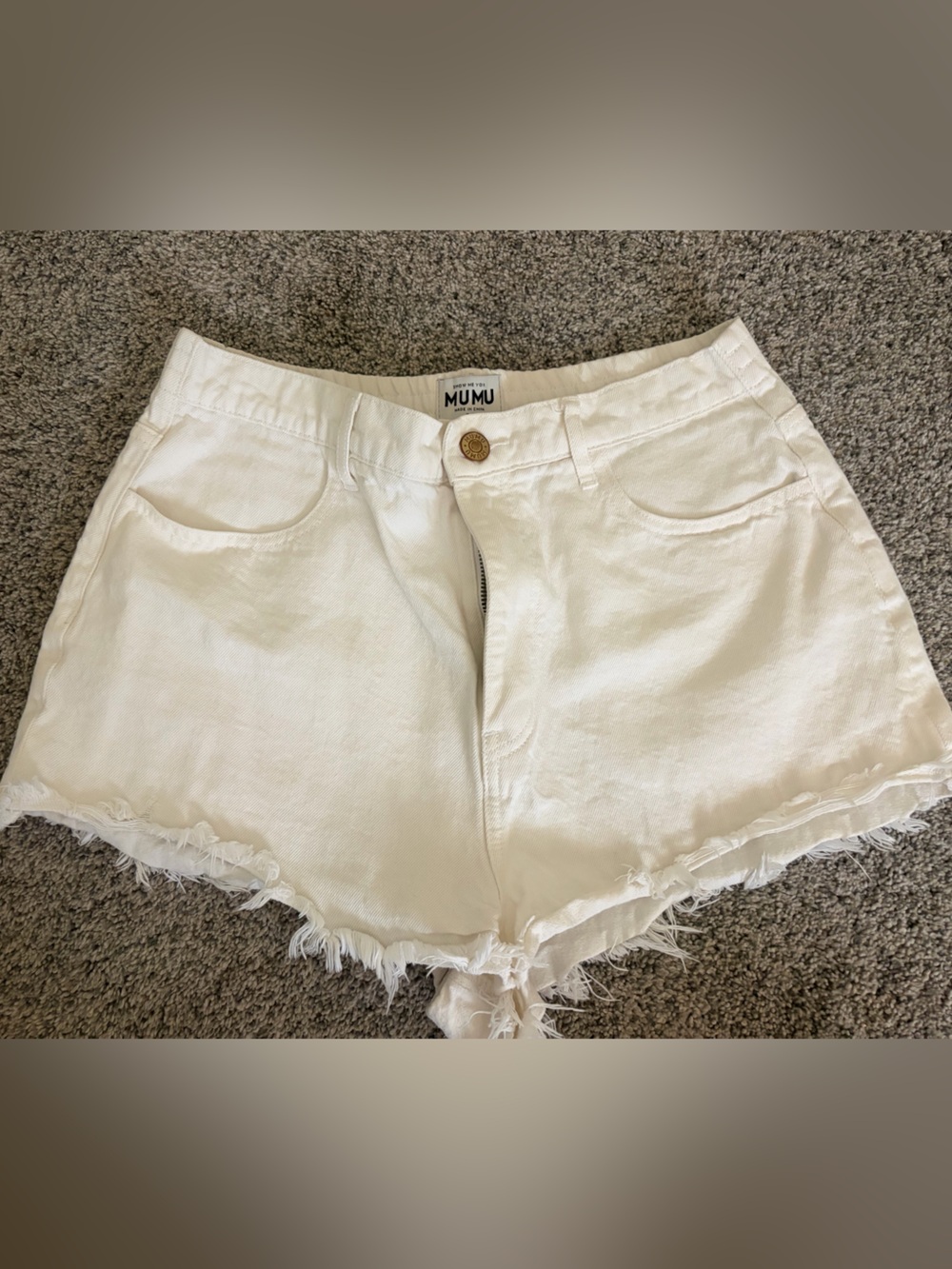 Show Me Your MuMu white Frayed Hem Jean Shorts